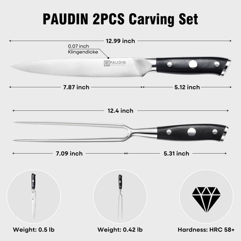 PAUDIN Acero 7Cr17MoV 58 HRC, filo duradero y resistencia a la corrosion.