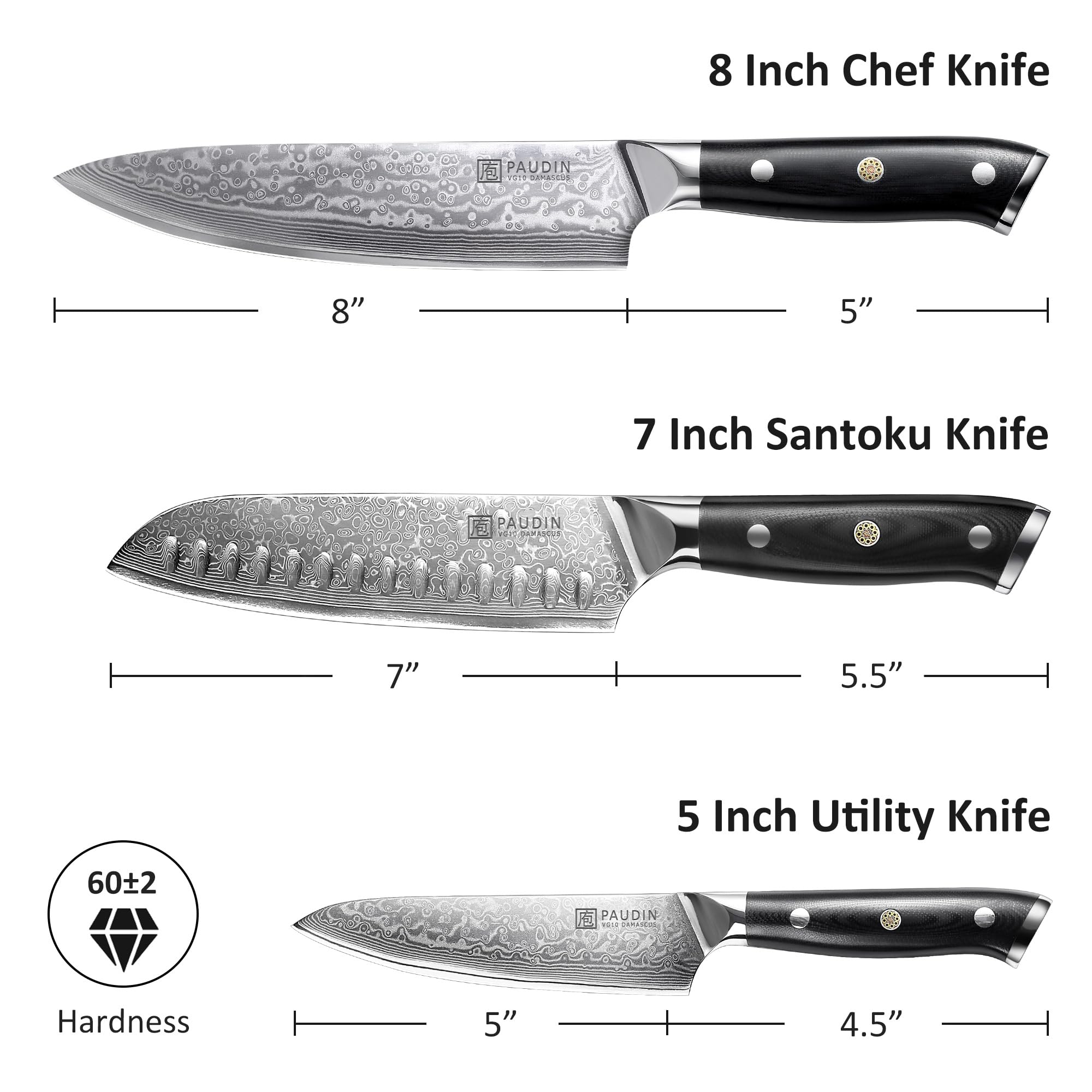 PAUDIN cuchillo chef Damascus 67 capas afilado para cortes precisos