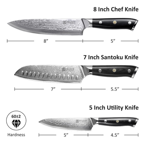 PAUDIN cuchillo chef Damascus 67 capas afilado para cortes precisos