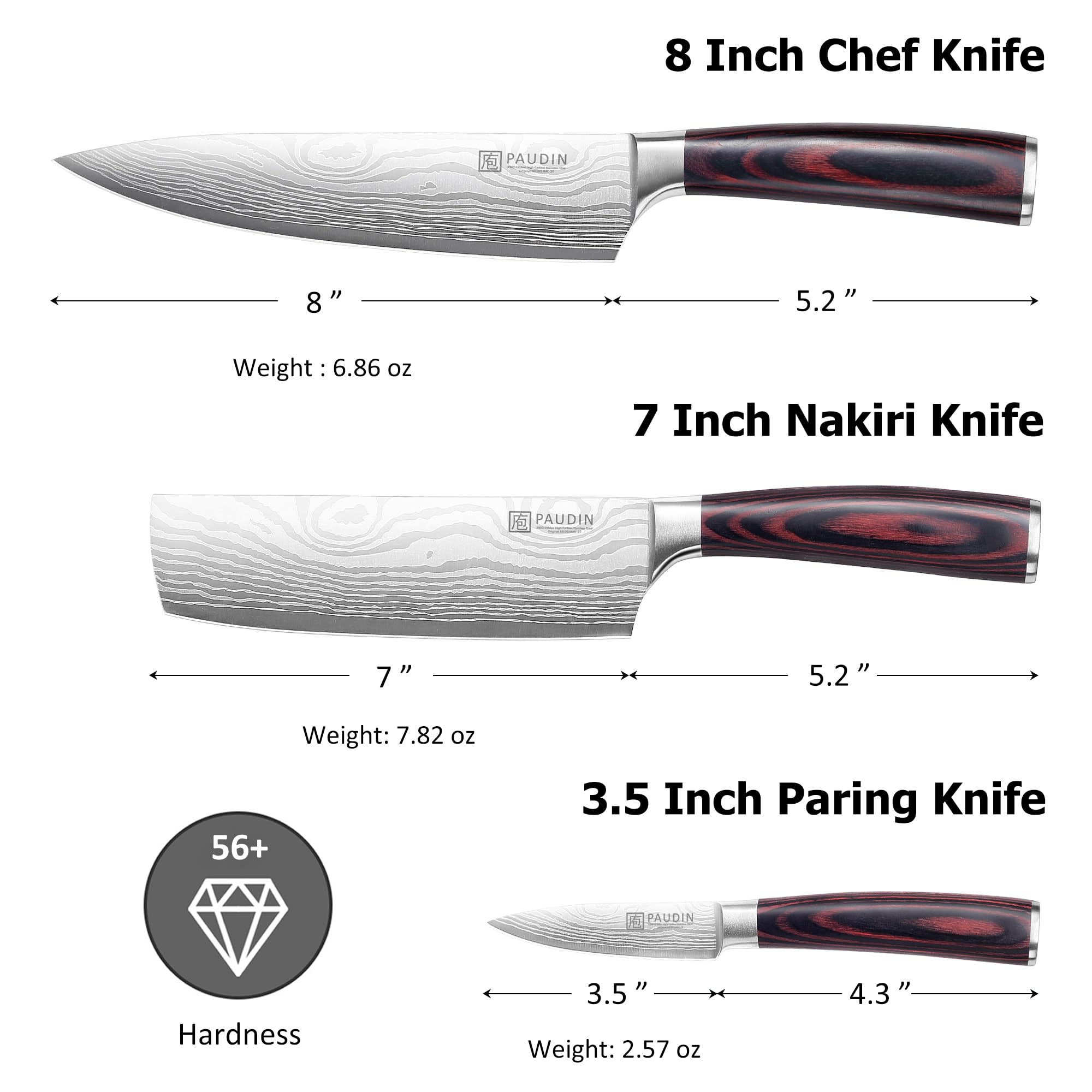 PAUDIN cuchillo nakiri de 7 pulgadas listo para picar verduras con precisión