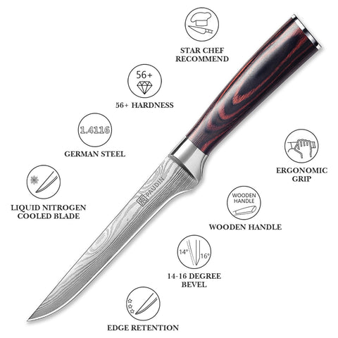 PAUDIN Cuchillo Deshuesar 6 Pulgadas, mango cómodo para control seguro