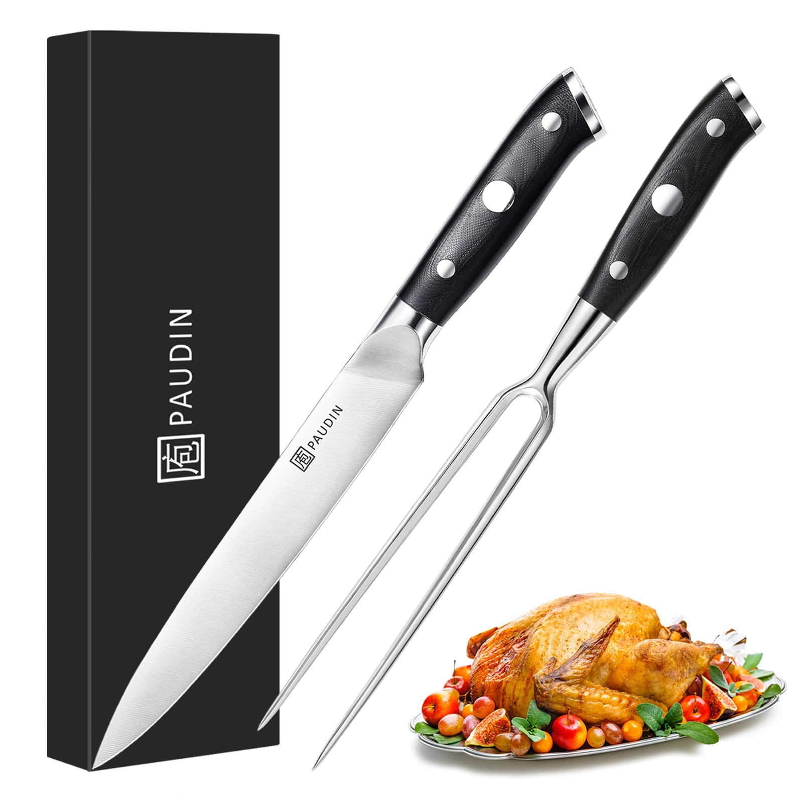 PAUDIN Cuchillo trinchar 8 pulgadas, filo de acero aleman para cortes precisos.