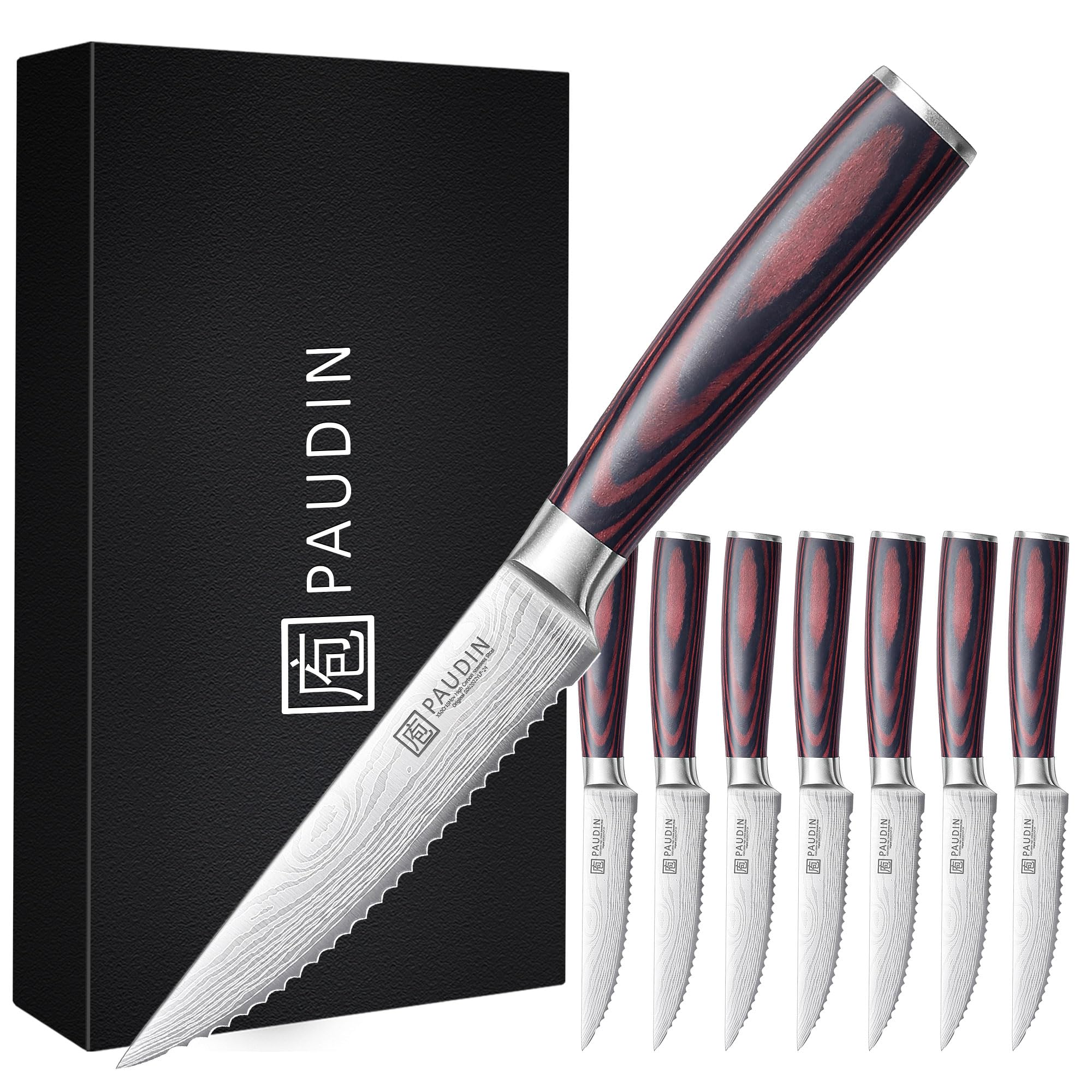Cuchillos PAUDIN para filete 4-5 pulgadas, conjunto de 8, ideal para la mesa.