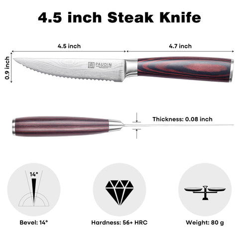 Cuchillo PAUDIN con mango Pakkawood ergonómico para cortes cómodos.