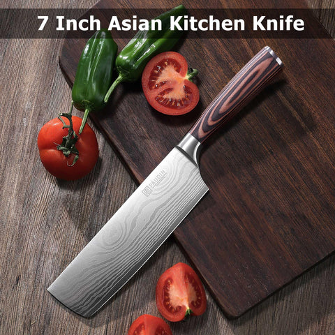 PAUDIN Nakiri 7 pulgadas, corte de carne con mínimo esfuerzo.
