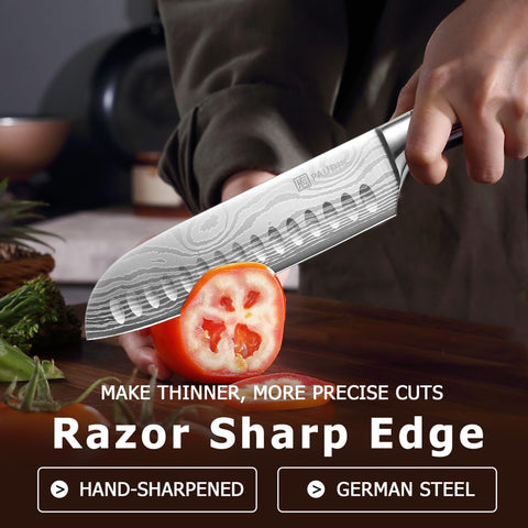 PAUDIN Santoku acero alto carbono 5Cr15Mov duradero y resistente a la oxidación