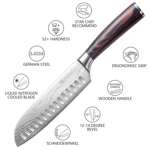 PAUDIN Santoku uso diario en cocina para tareas de preparación rápidas