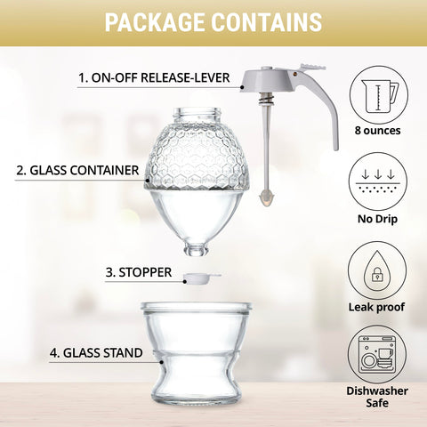 PAULSWAY dispensador miel sin goteo, flujo suave para té y desayunos.