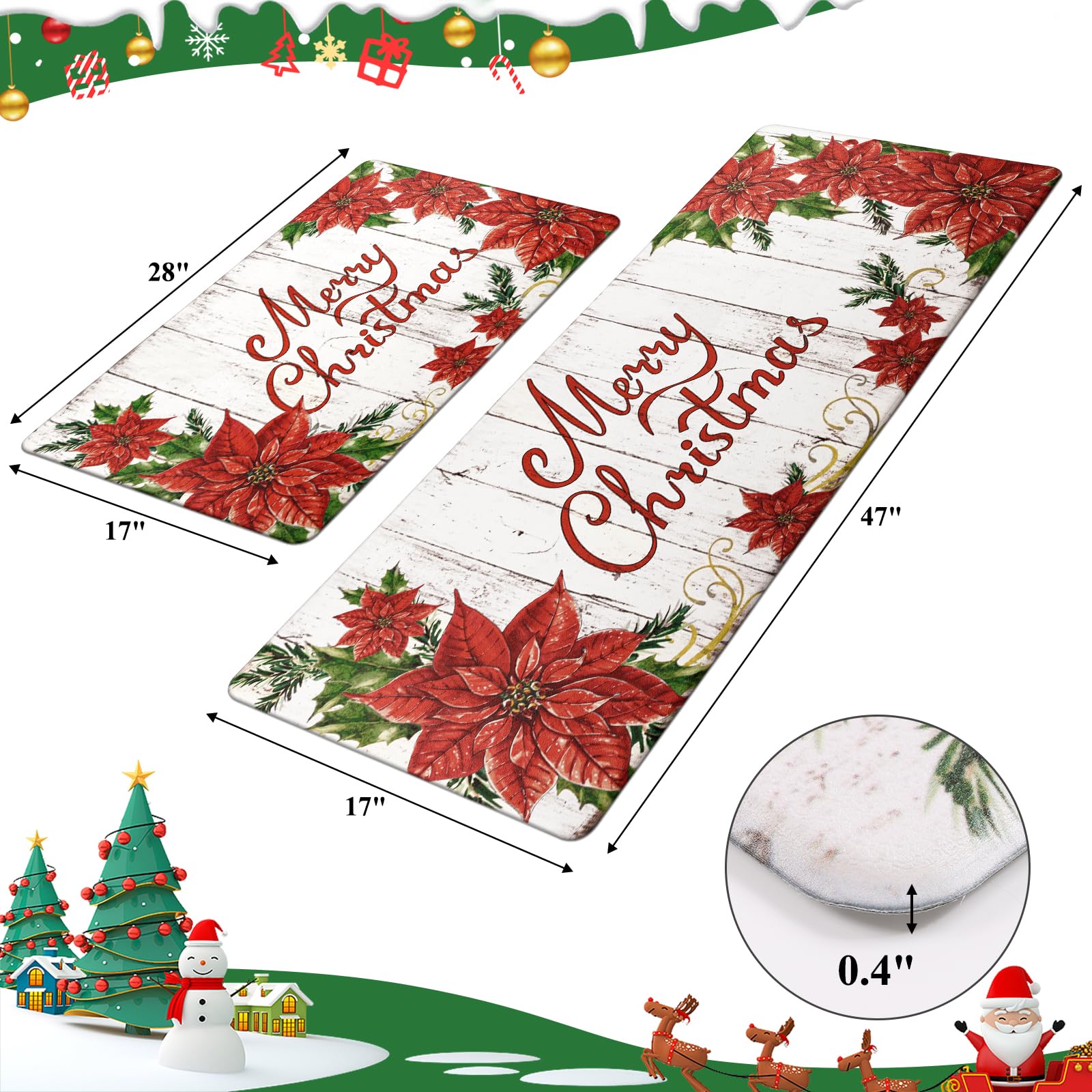 Pauwer alfombras cocina antideslizante 17x48 para mejor agarre