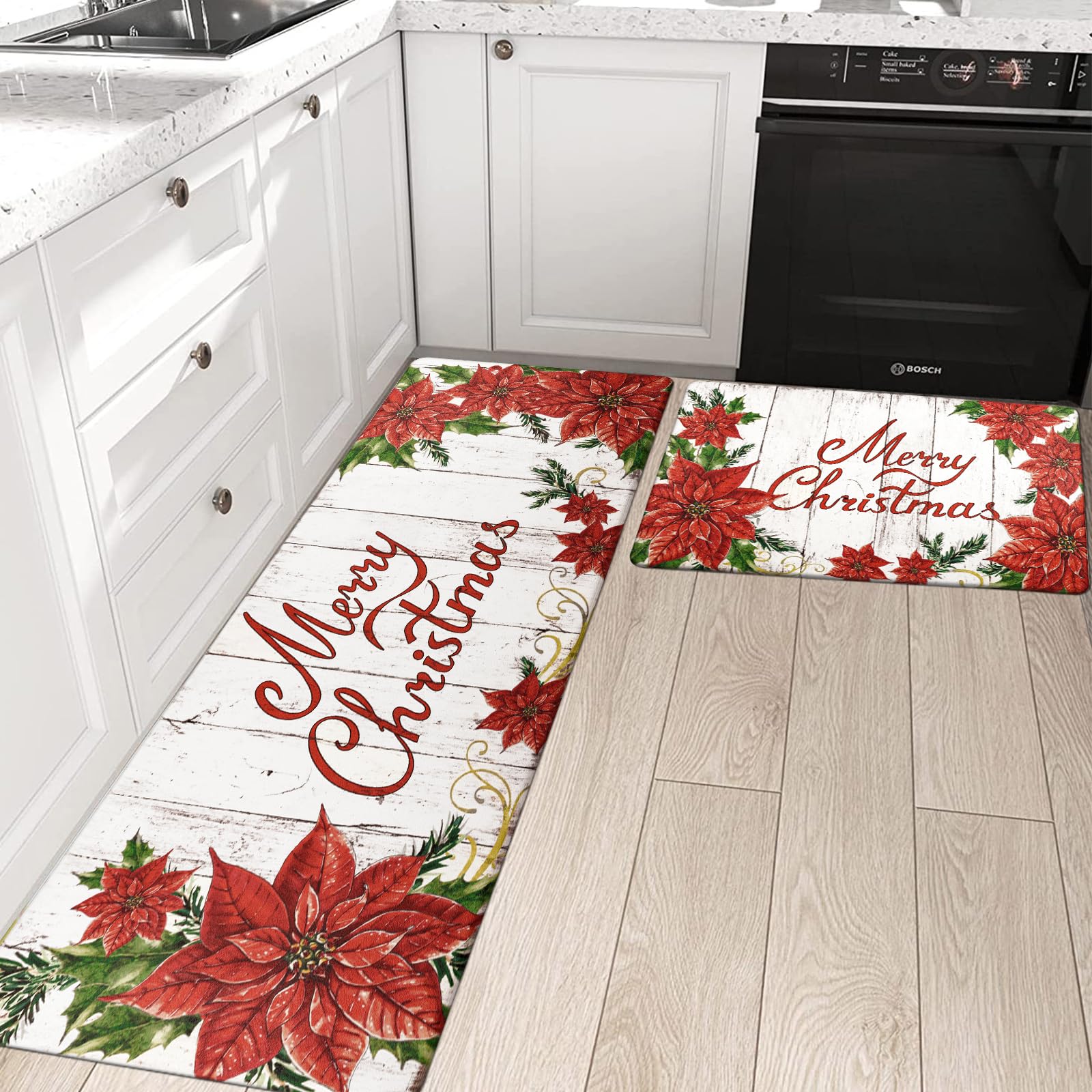 Pauwer alfombras cocina navidad flor vintage 17x48 ambiente festivo