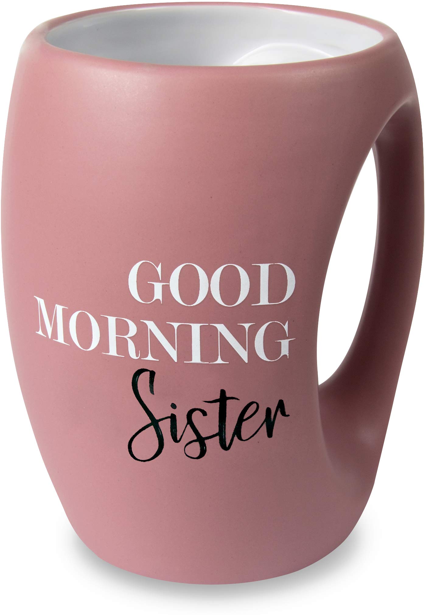 Taza Pavilion Buenos Días Hermana en rosa para empezar la mañana.