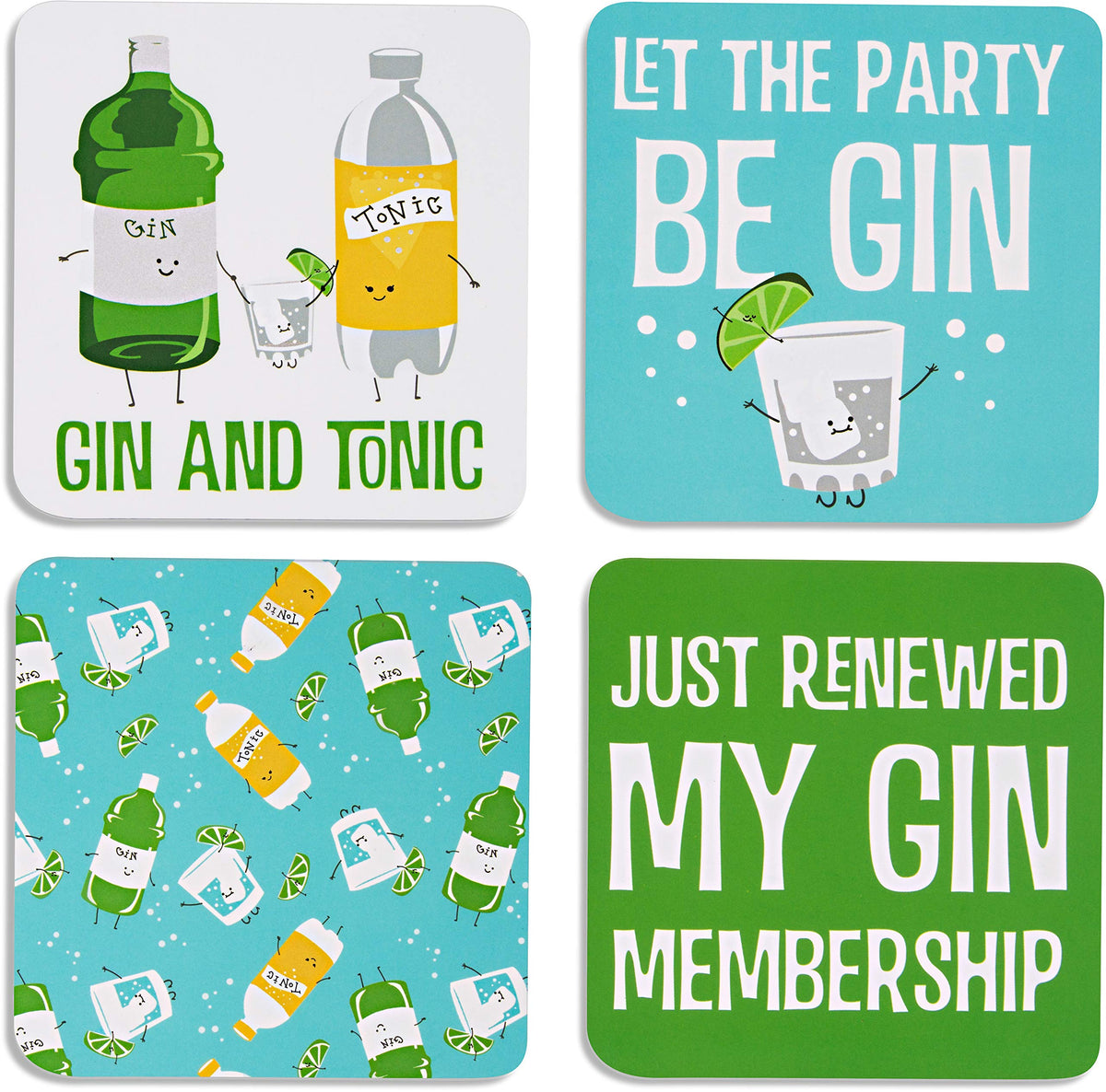 Posavasos Pavilion Gift Gin Tonic, cuatro piezas listas para la barra.