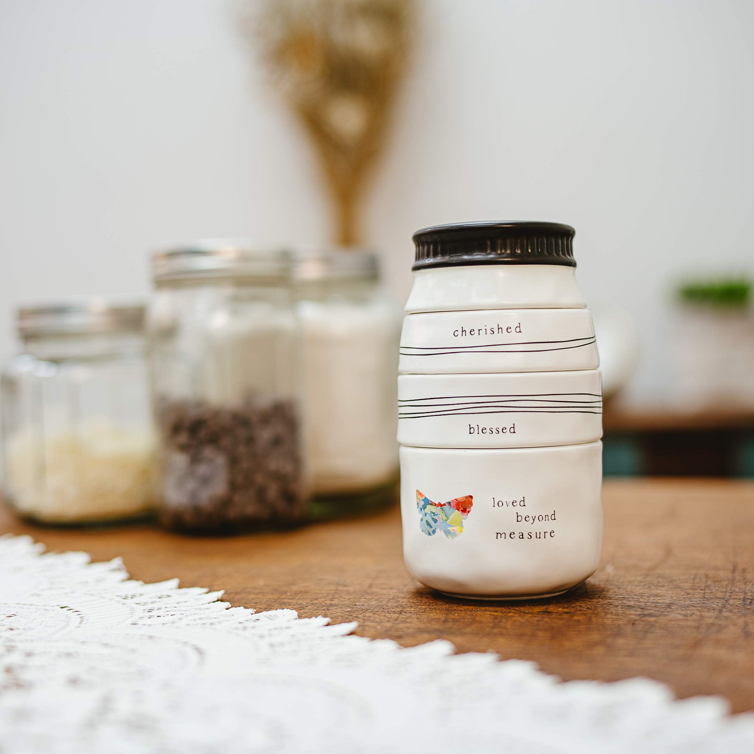 Pavilion Gift Company medidores de cerámica blancos para medir ingredientes con precisión