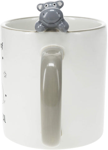 Taza Pavilion Gift Company con hipopótamo gris, asa ergonómica para sostener.