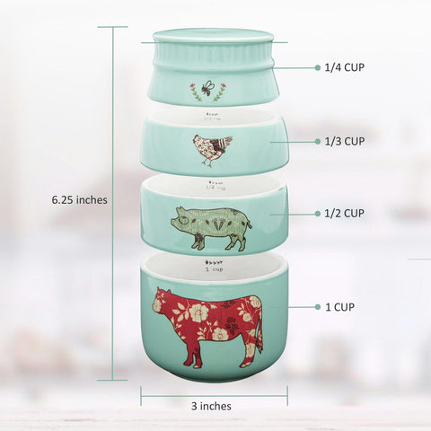 Conjunto tazas medidoras Live Simply diseño de granja compacto