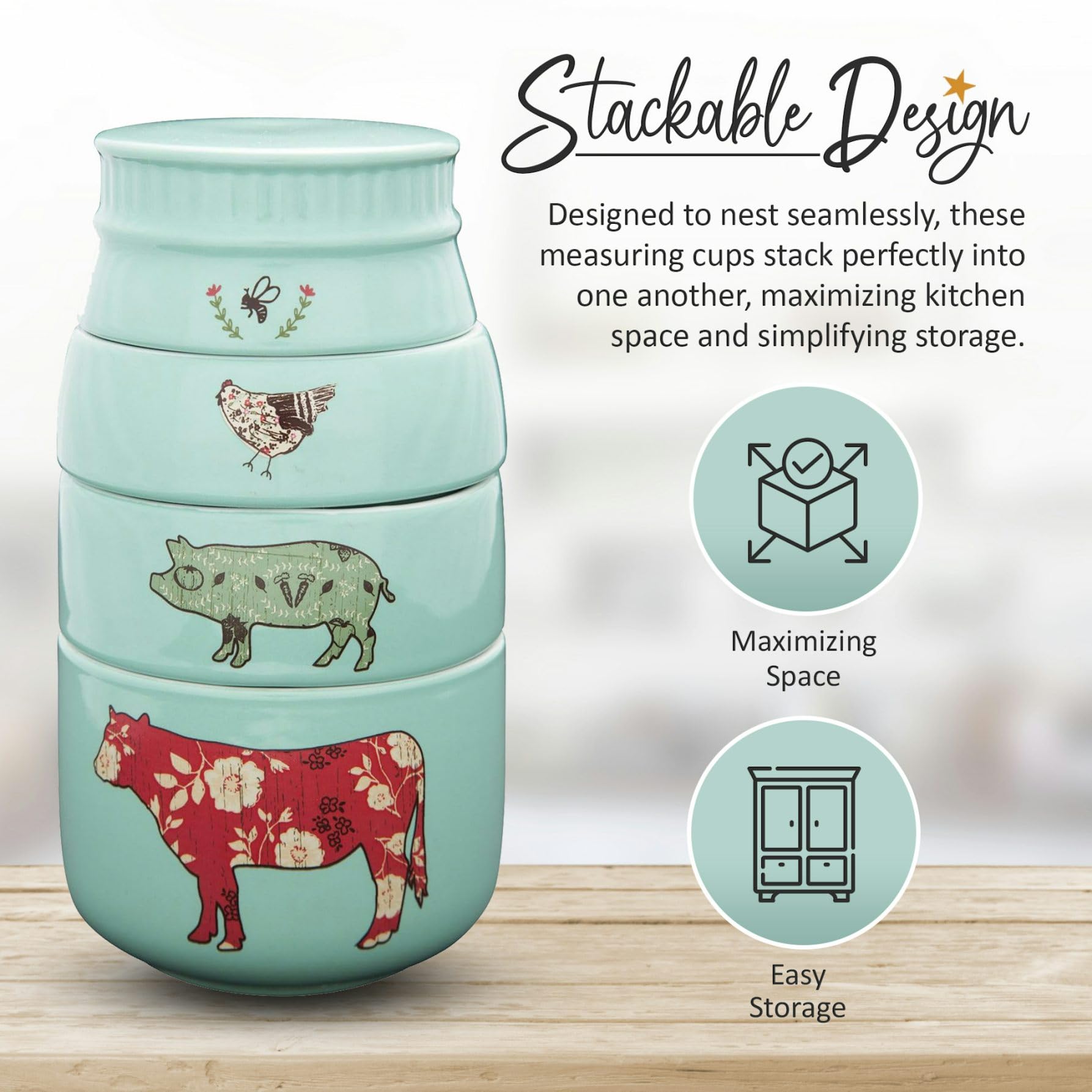 Taza medidora Gallina Pavilion Live Simply en turquesa para cocinar