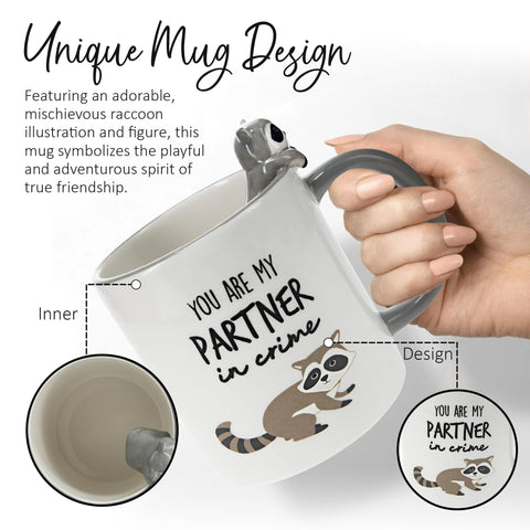 Taza Pavilion Mapache Gris vista lateral con asa, para disfrutar café en casa.