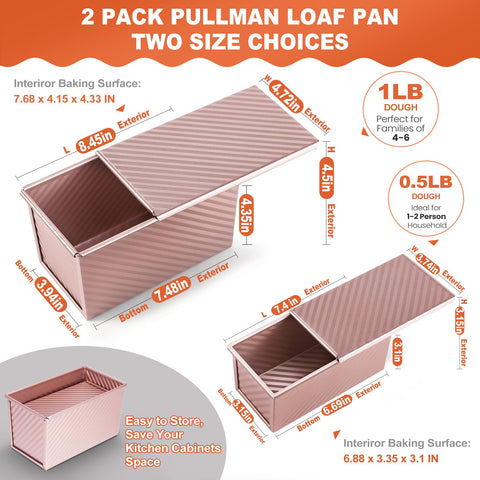 Pavsrmy Pan Pullman con tapa 0,5 libra ideal para sándwiches caseros