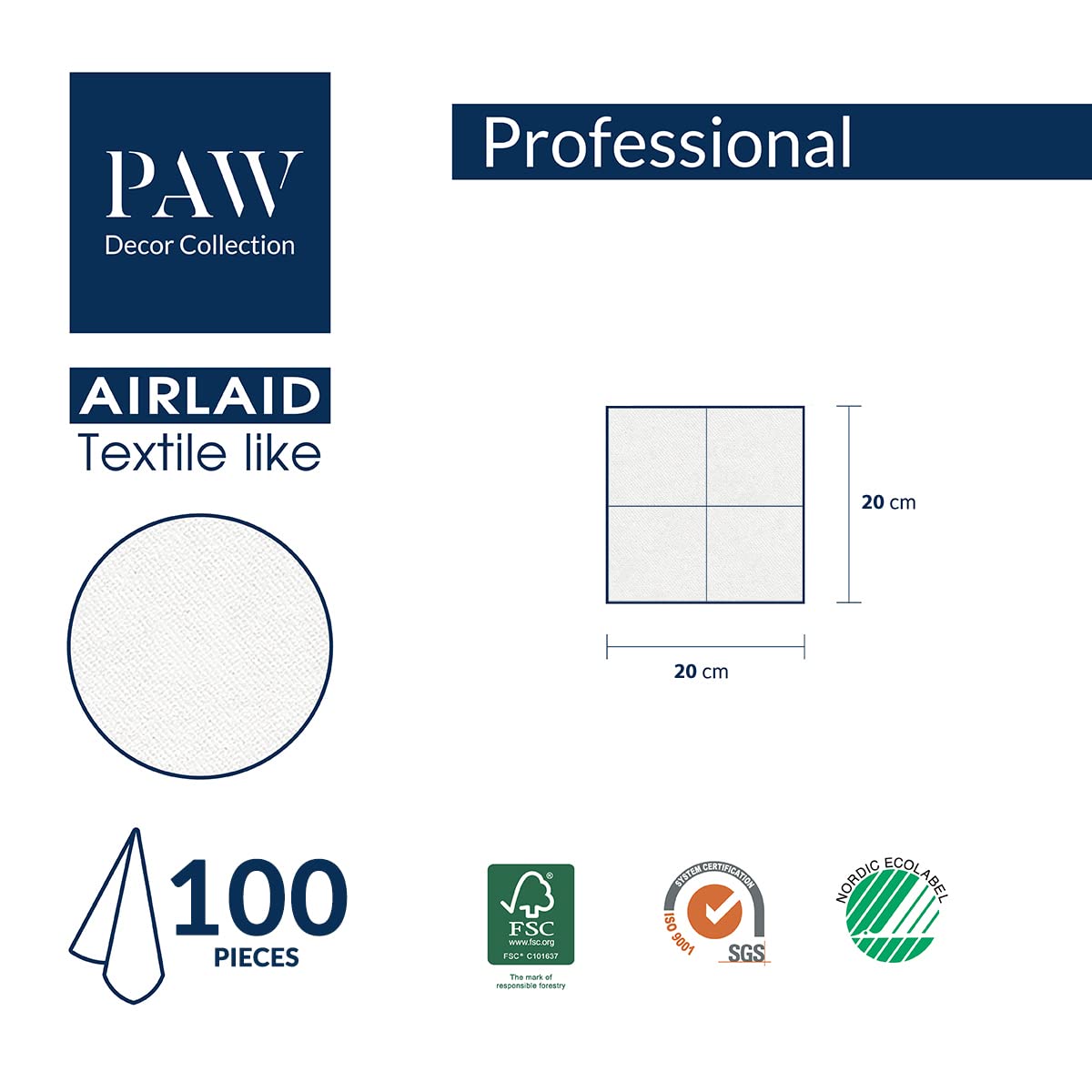 PAW servilletas elegantes para cenas, bodas y eventos formales.