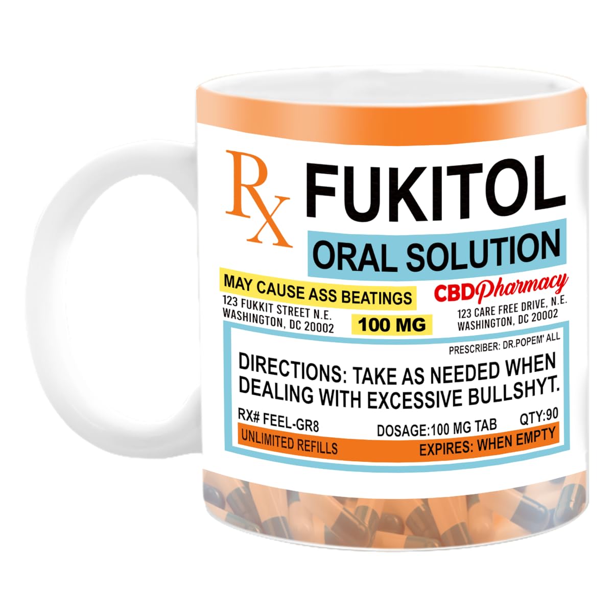 Taza Pawfect House Fukitol diseño en ambos lados, perfecto como regalo para compañeros.