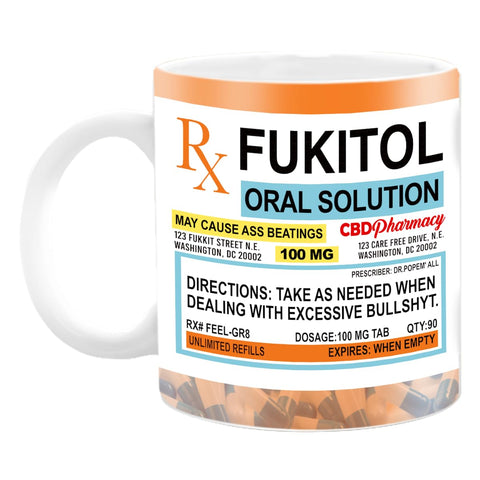 Taza Pawfect House Fukitol diseño en ambos lados, perfecto como regalo para compañeros.