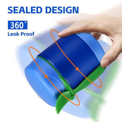 Pawtong contenedor compacto para mochila escolar, diseño azul práctico.