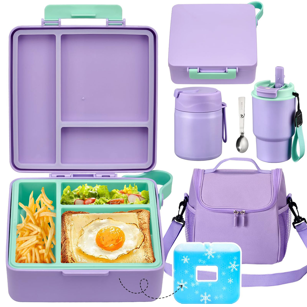 Pawtong lunch box set completo, interior extraíble para comidas ordenadas.