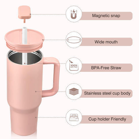 Tapa 2 en 1 Pawtong, diseño rosado magnético para beber con una sola mano.