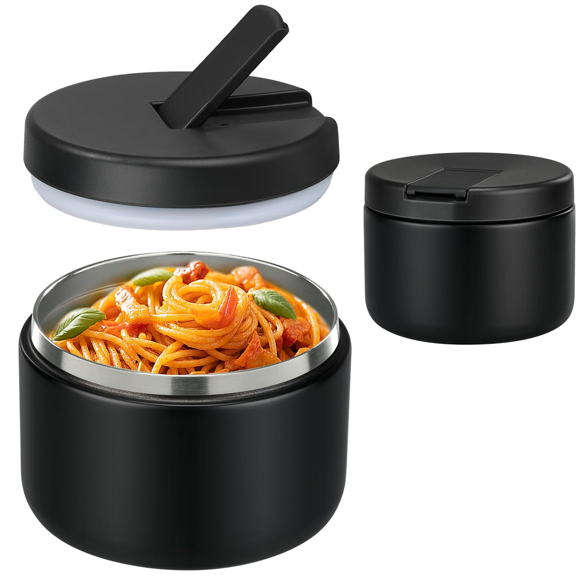 Pawtong tarro térmico 350 ml con tapa de broche y boca ancha, fácil de rellenar.