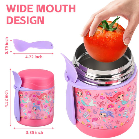 Pawtong termo de alimento rosado, diseño atractivo para llevar al colegio.