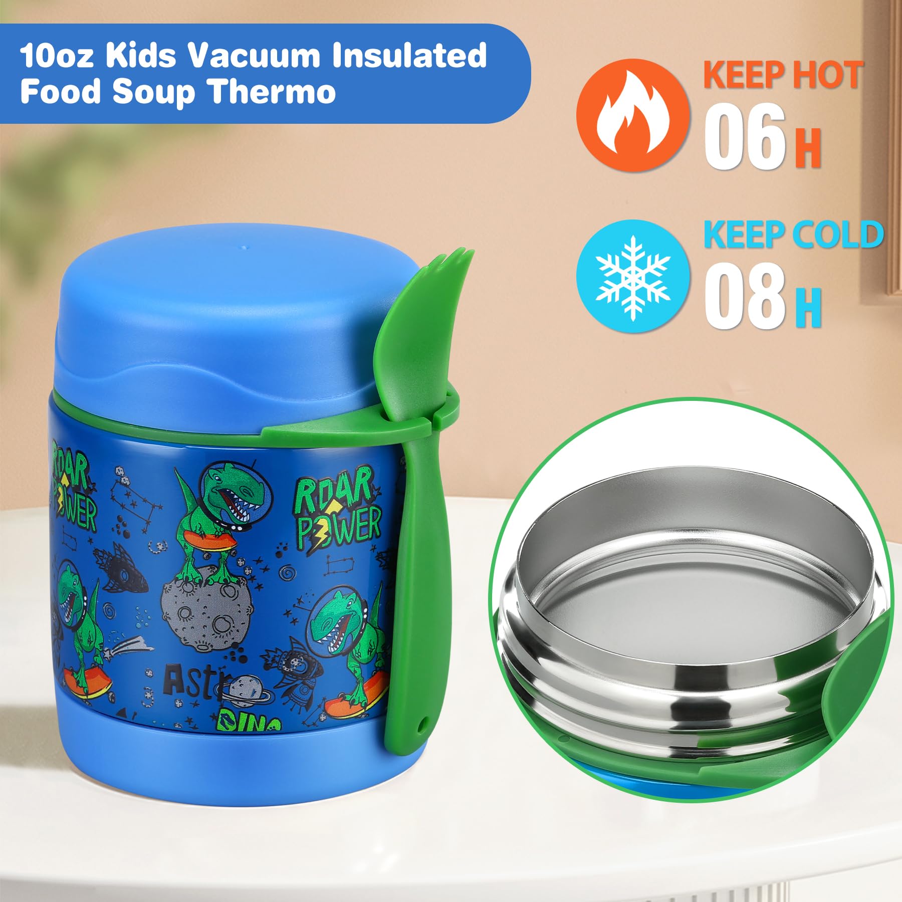 Pawtong termo con interior 18/8 SUS304 mantiene temperatura estable, azul.