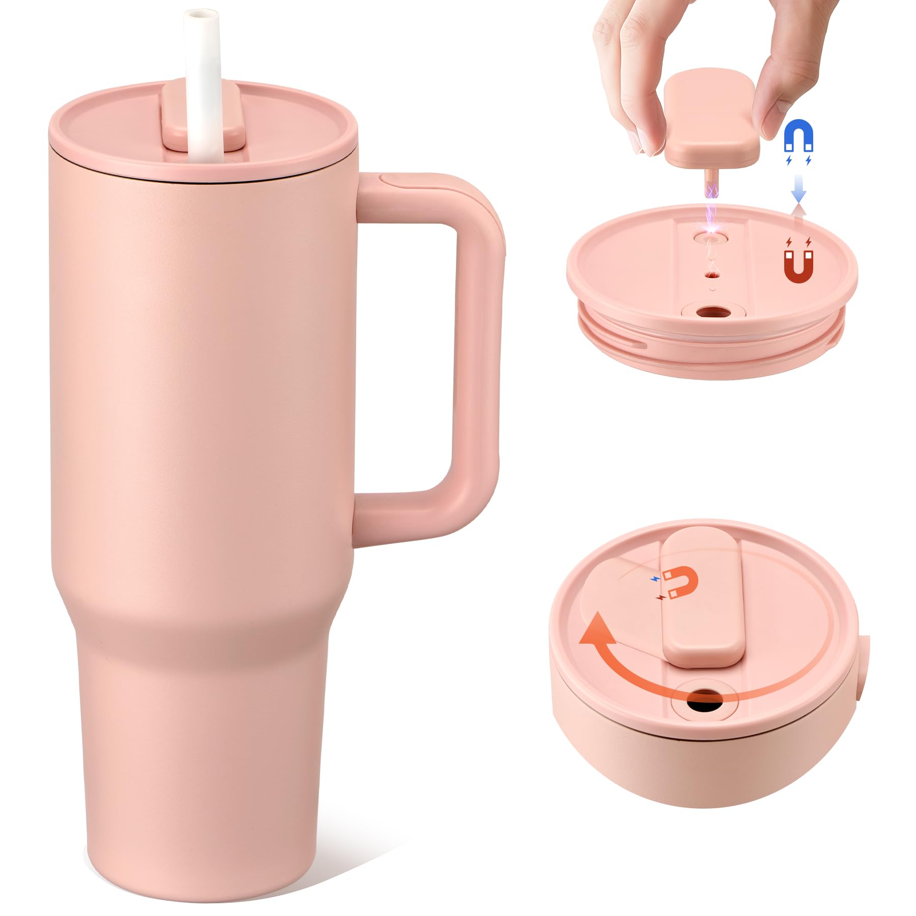 Pawtong vaso 40oz aislado, vista lateral, ideal para bebidas frías o calientes en viaje.
