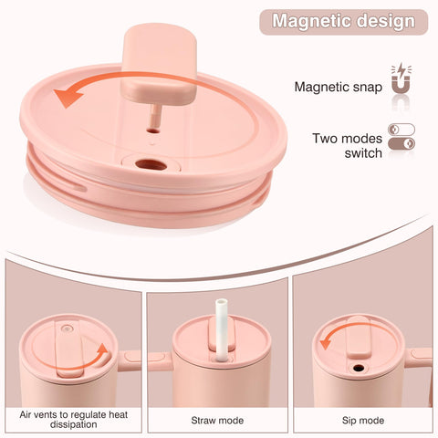 Pawtong vaso rosado magnético 40oz, con tapa 2 en 1 para uso diario.