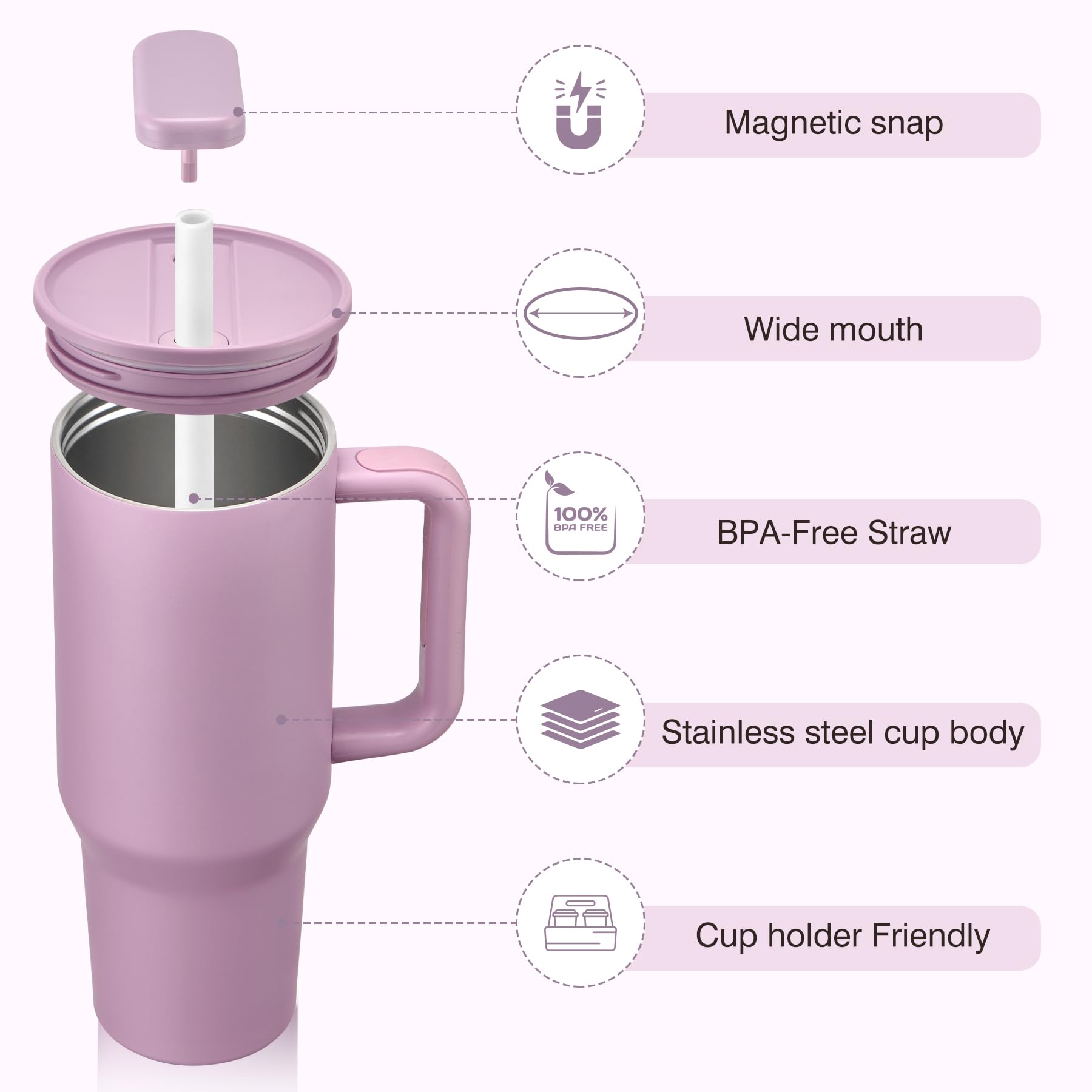Pawtong vaso con tapa desmontable 2 en 1 para limpieza fácil.