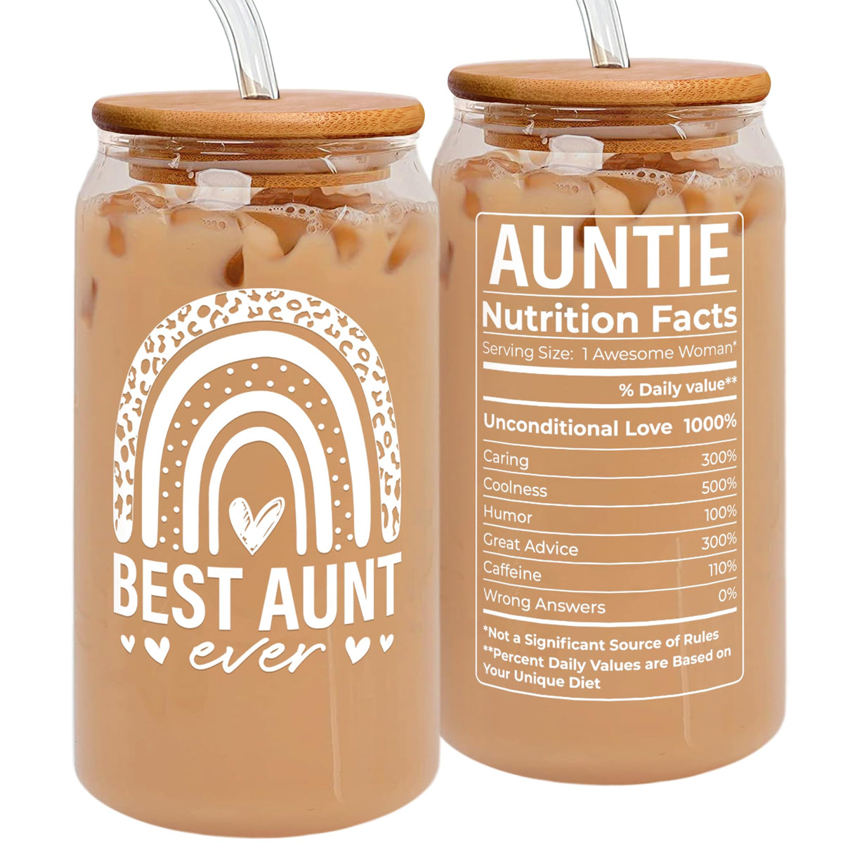 Vaso Pawzity 16oz frente con mensaje, perfecto como regalo para tía