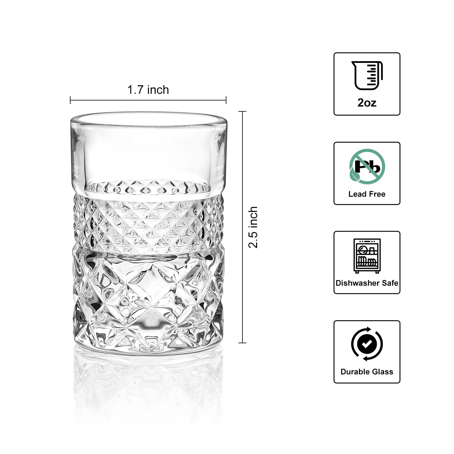 Paysky vasos-shot claros 2oz-6unidades; diseño elegante para brindis y fiestas.