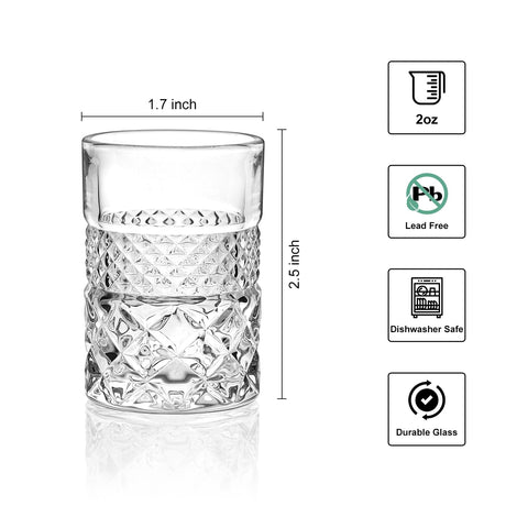 Paysky vasos-shot claros 2oz-6unidades; diseño elegante para brindis y fiestas.