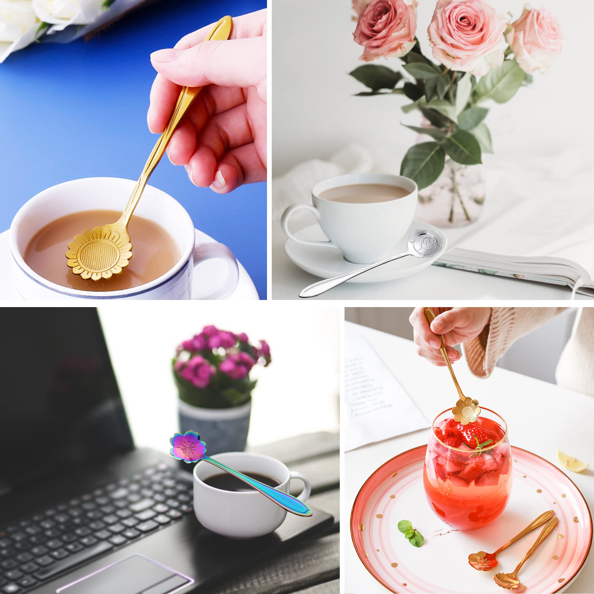 PBIEHSR cucharas flor cosmos doradas, colorean la mesa durante reuniones