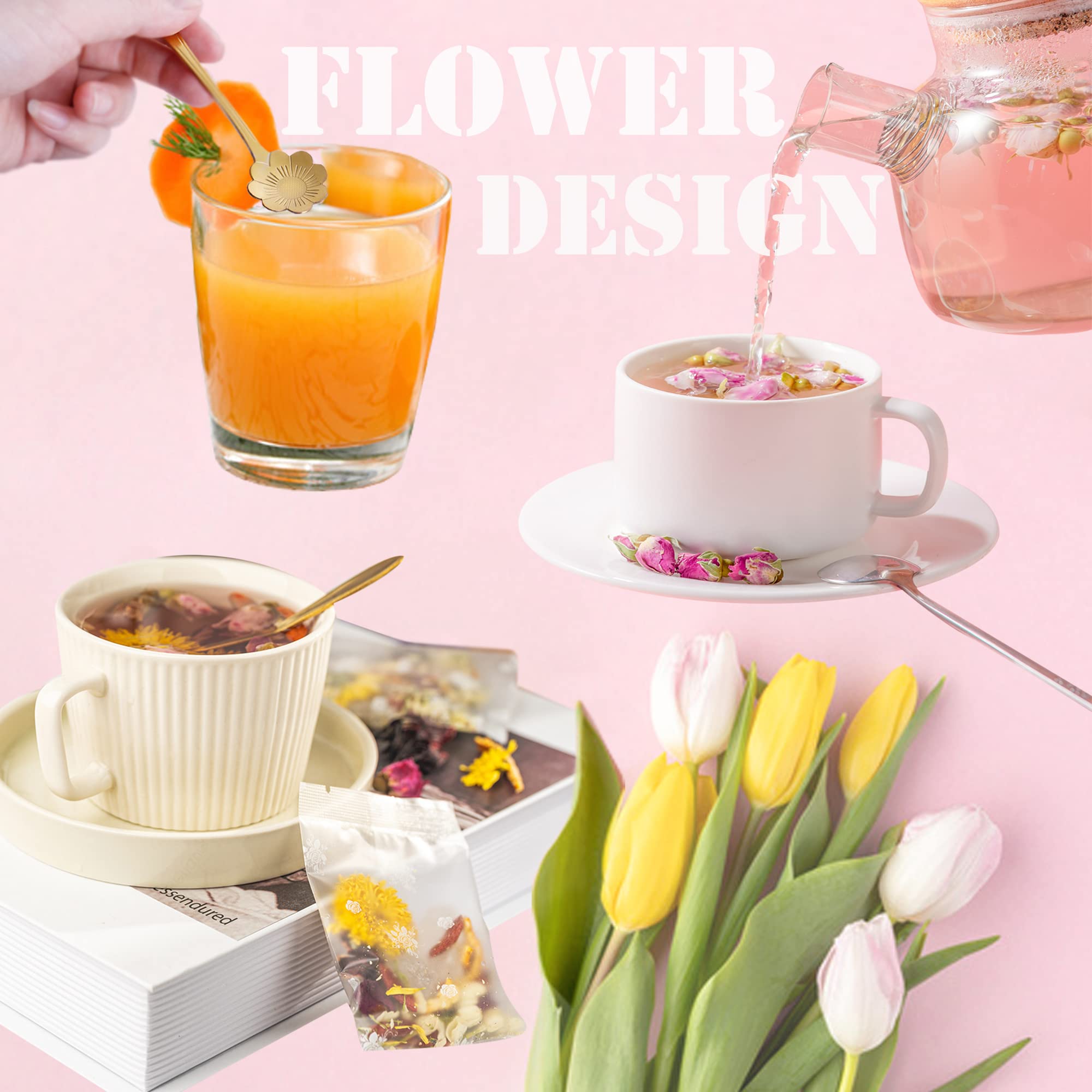 PBIEHSR cucharas flor globo doradas, perfectas para postres y cafés gourmet