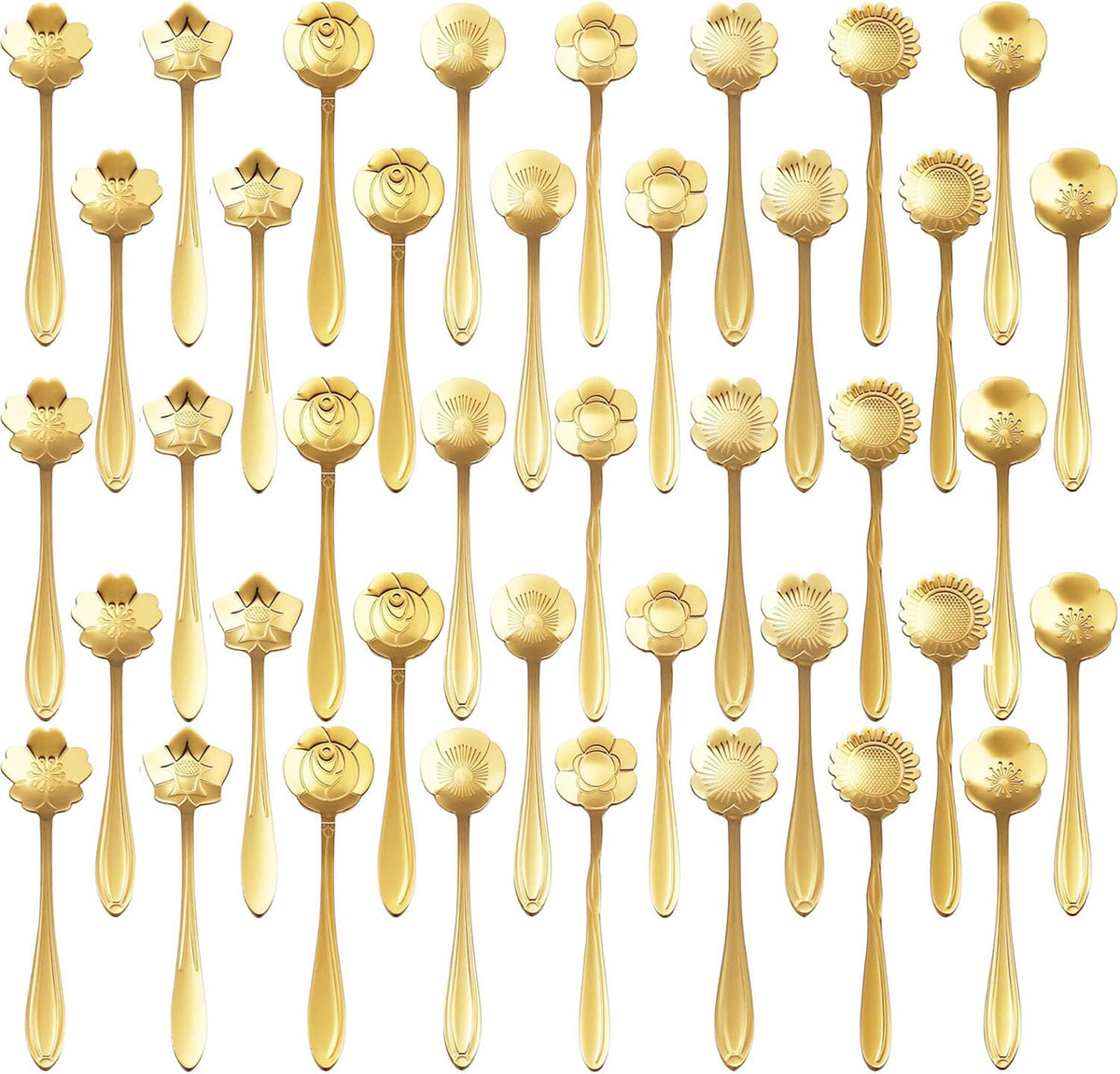PBIEHSR cucharas de flor sakura doradas, ideal para té elegante en casa