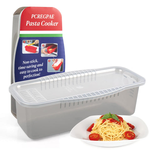 pcregpae cocedor de pasta para microondas con tapa colador y drenaje rápido.