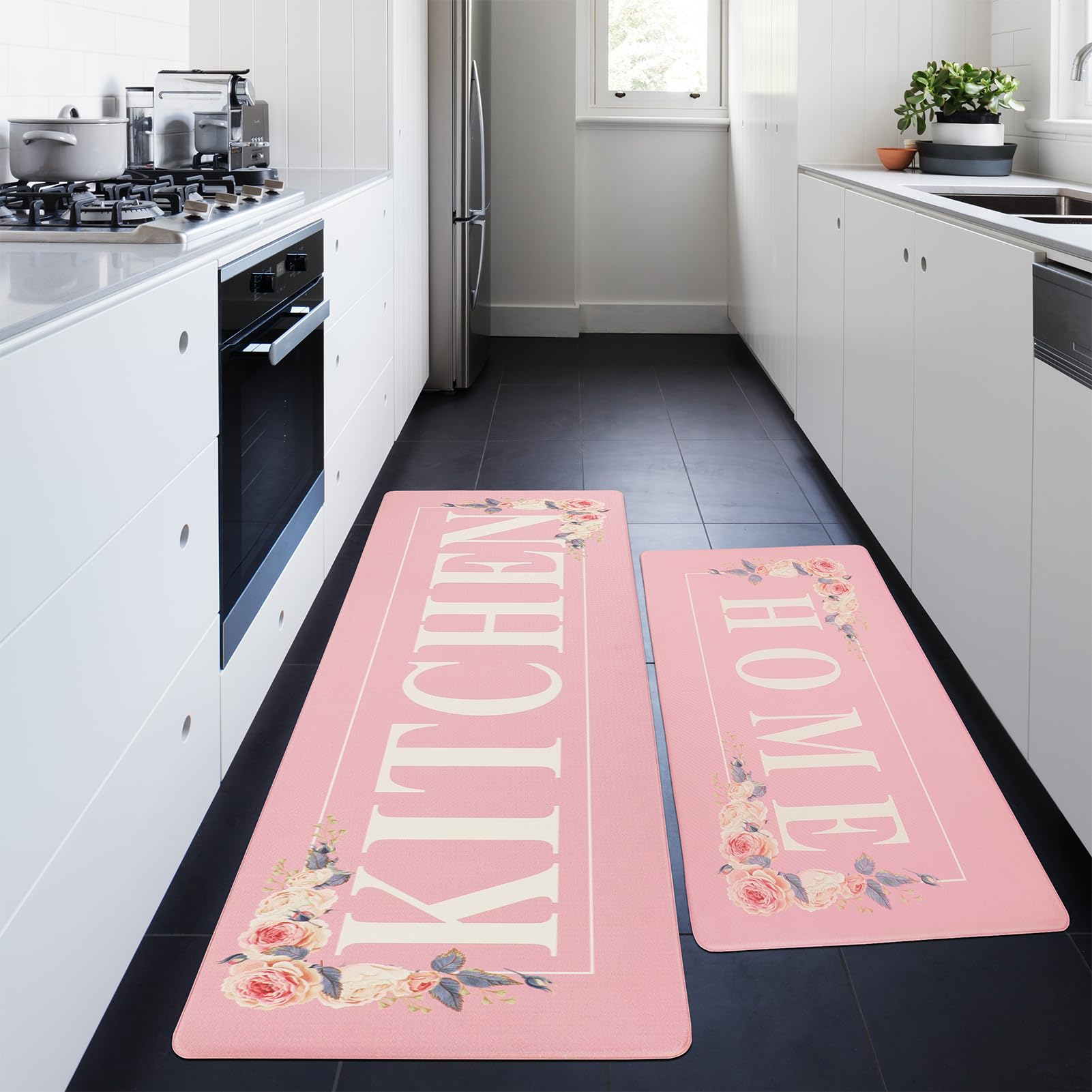 PCSWEET HOME: almohadilla de cocina floral rosa para mayor comodidad al cocinar