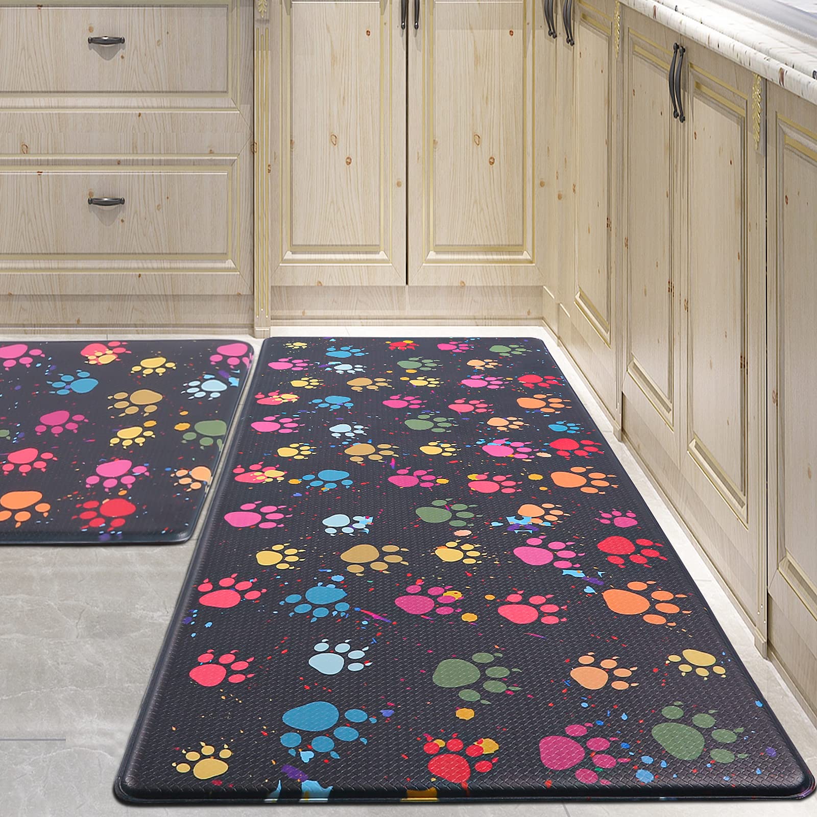 PCSWEET HOME: huellas de gato en alfombra de cocina, apoyo cómodo para sesiones largas