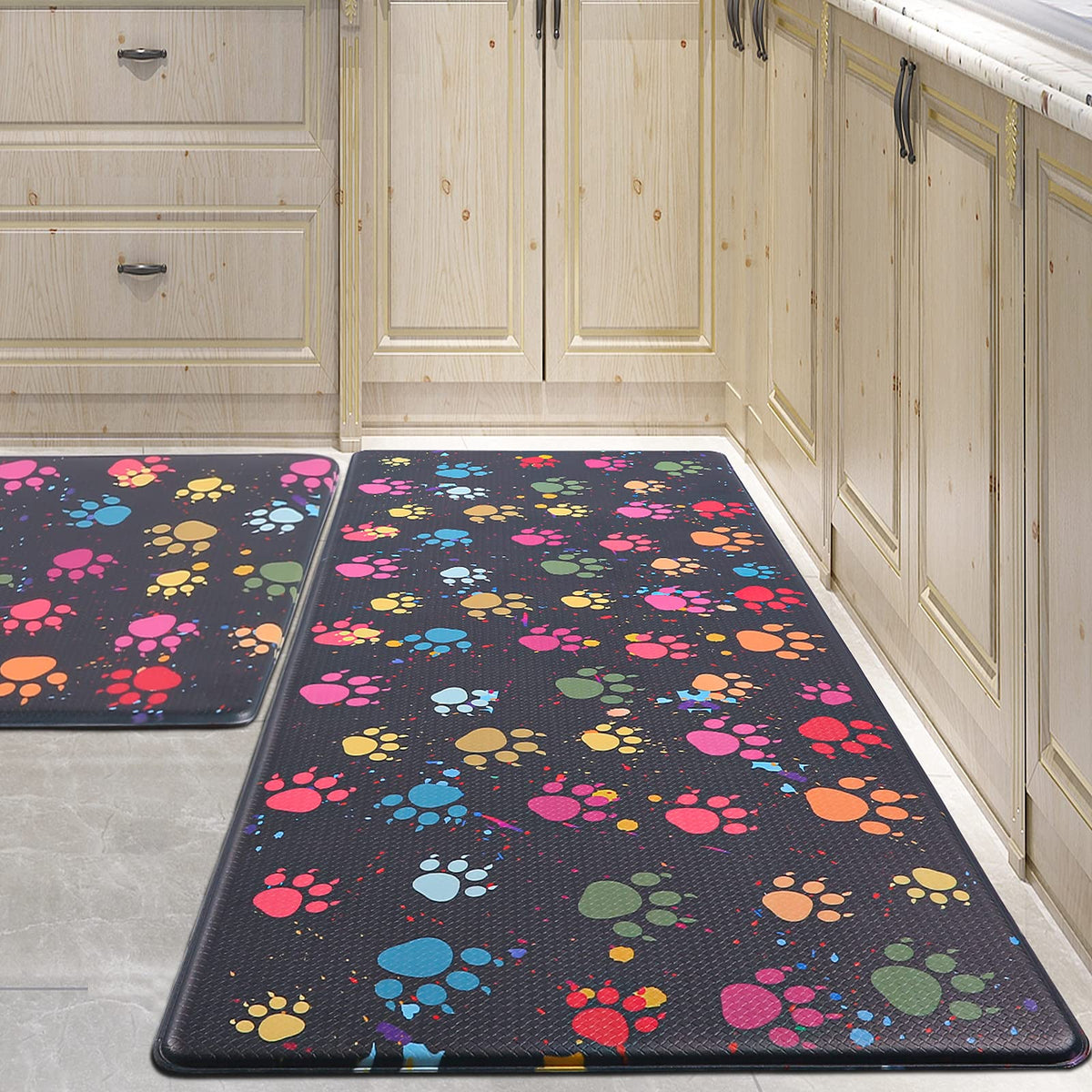 PCSWEET HOME: huellas de gato en alfombra de cocina, apoyo cómodo para sesiones largas