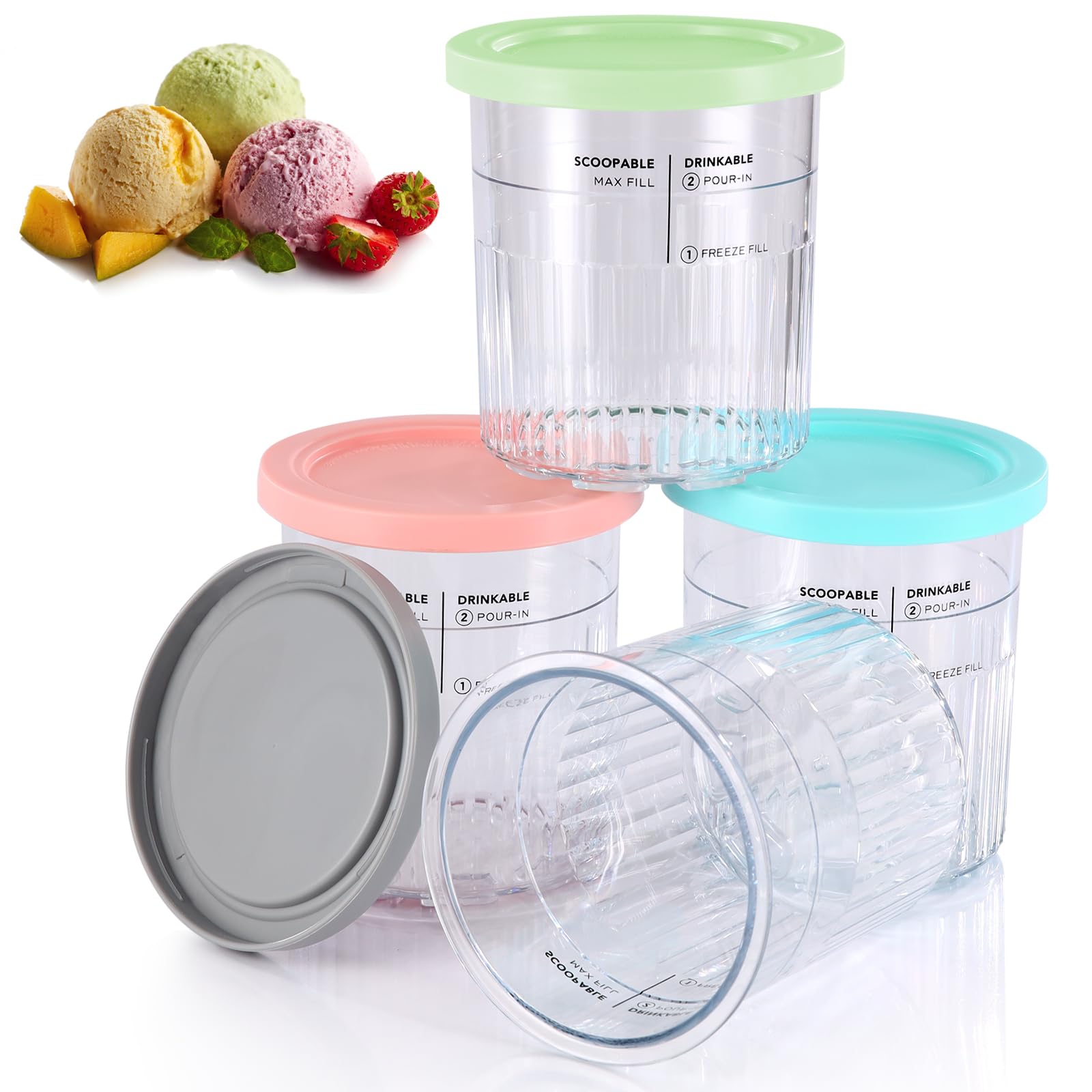 PCTTOIL: cuatro potes de lujo para helado compatibles Ninja Creami.