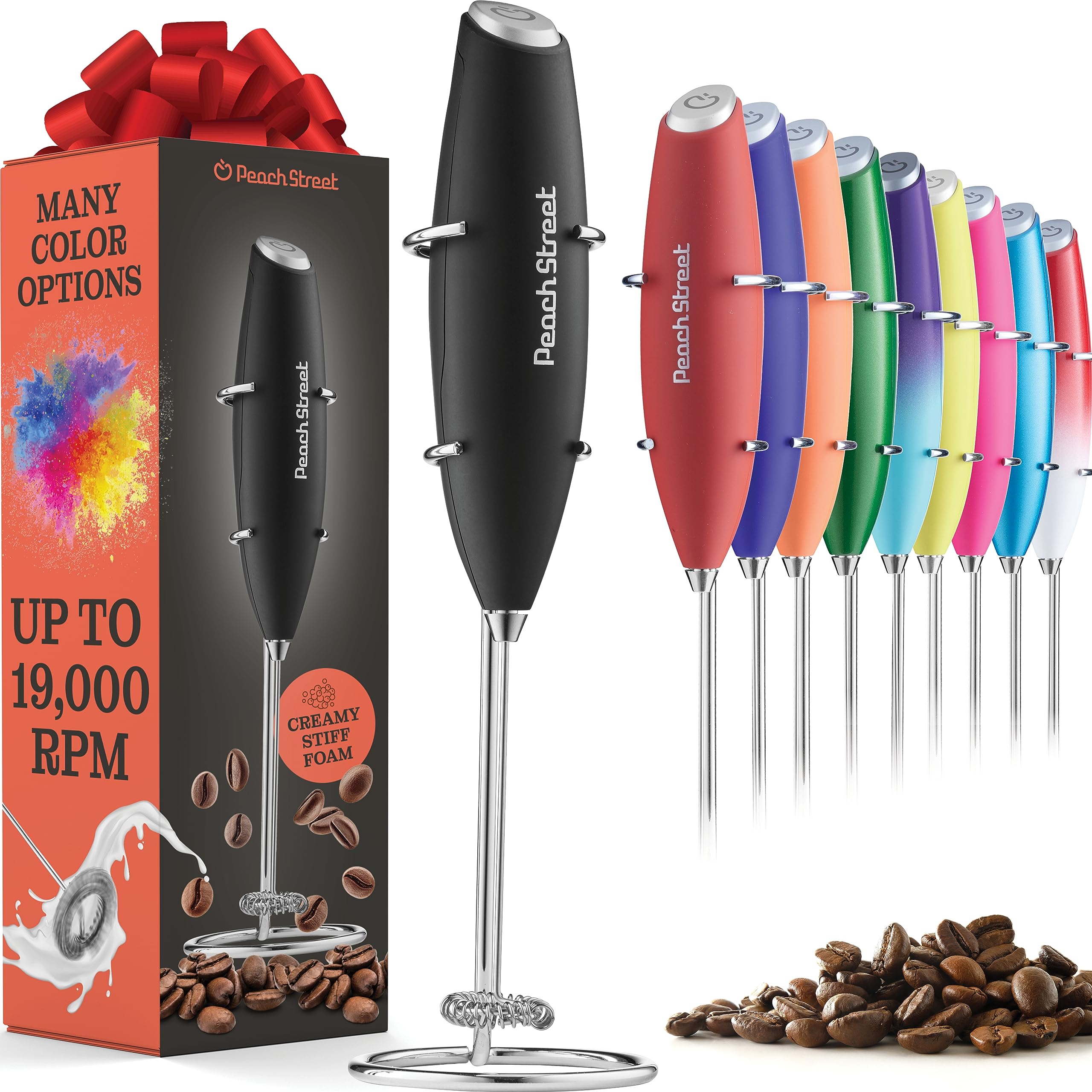 Espumador de leche Peach Street manual genera crema suave al instante