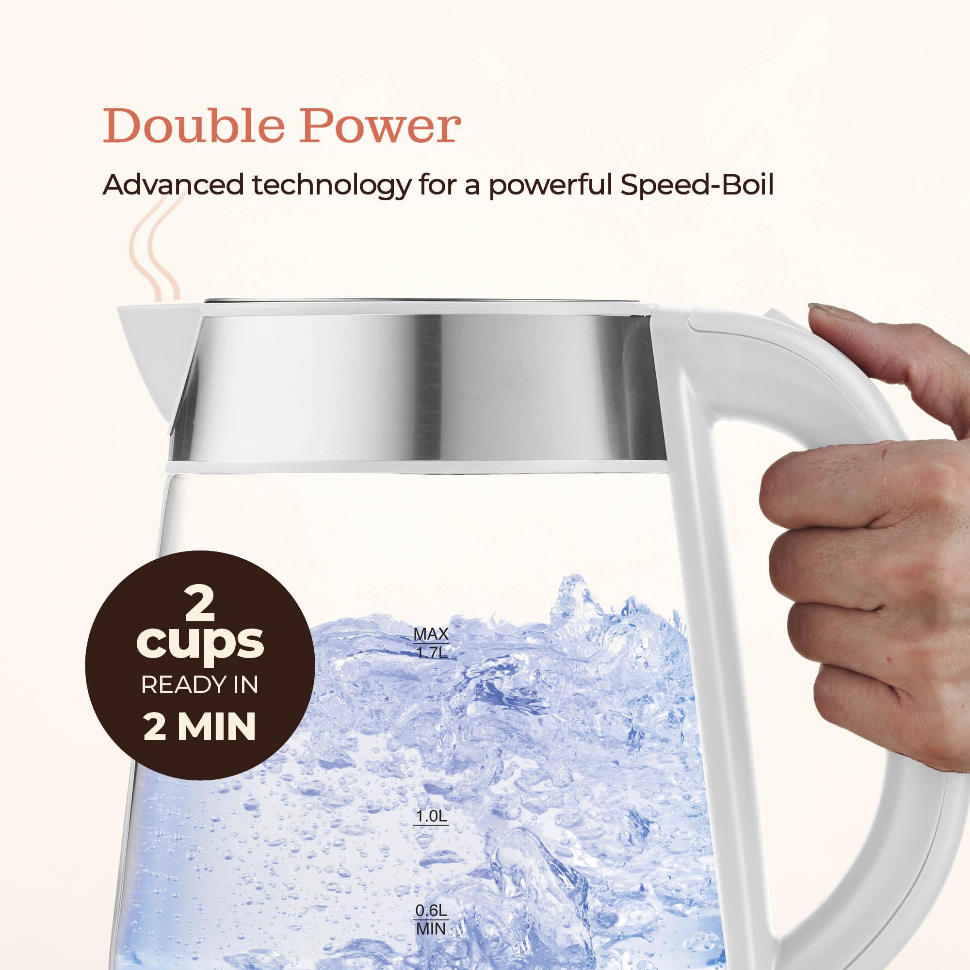 Base giratoria de 360° del hervidor Peach Street Speed-Boil.