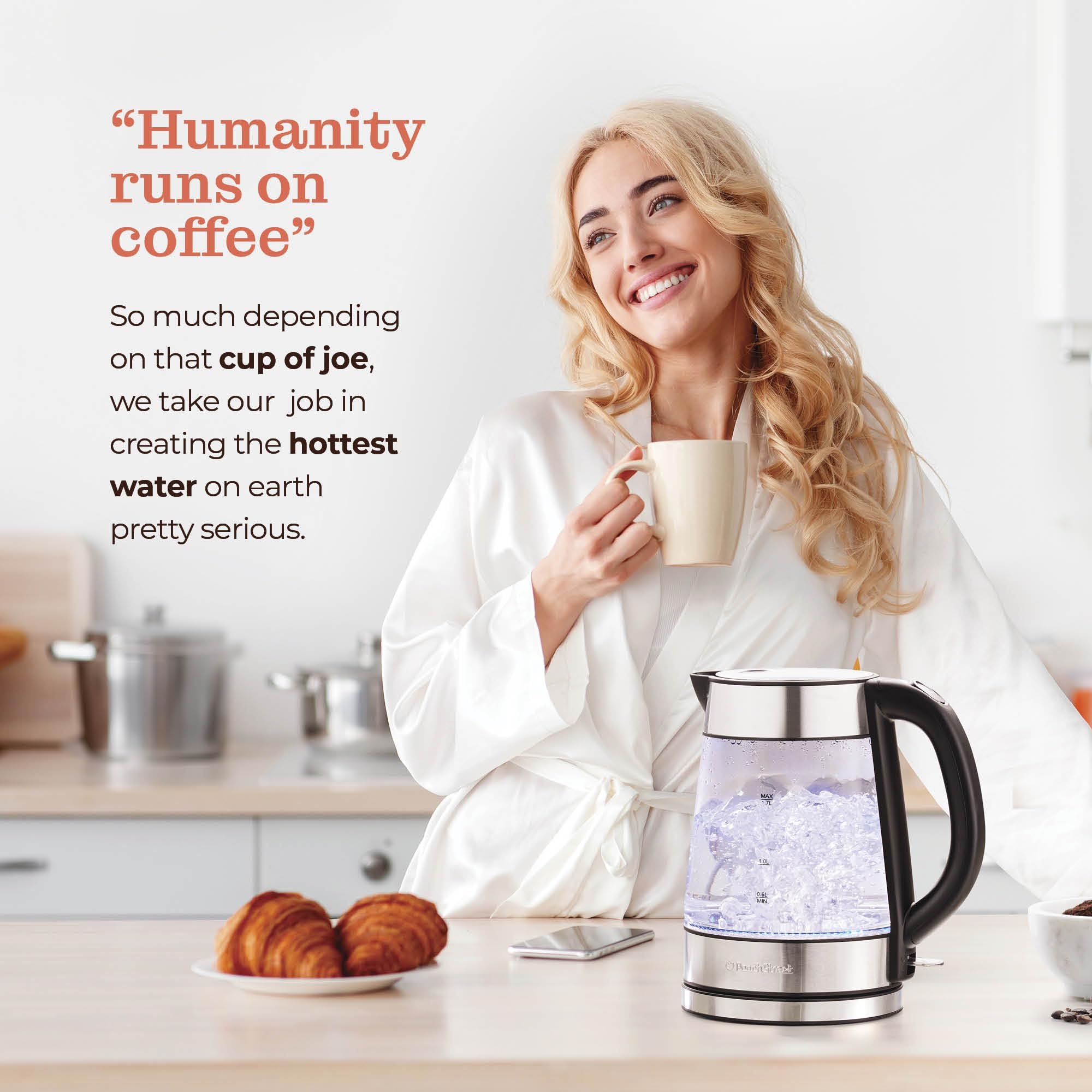 Carcasa de vidrio y acero del hervidor Peach Street Speed-Boil para cocina moderna
