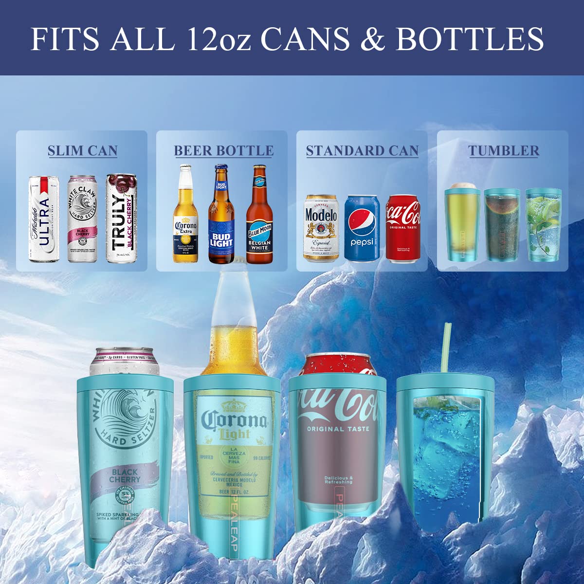 Pealeap versátil enfriador para latas y botellas 12 oz