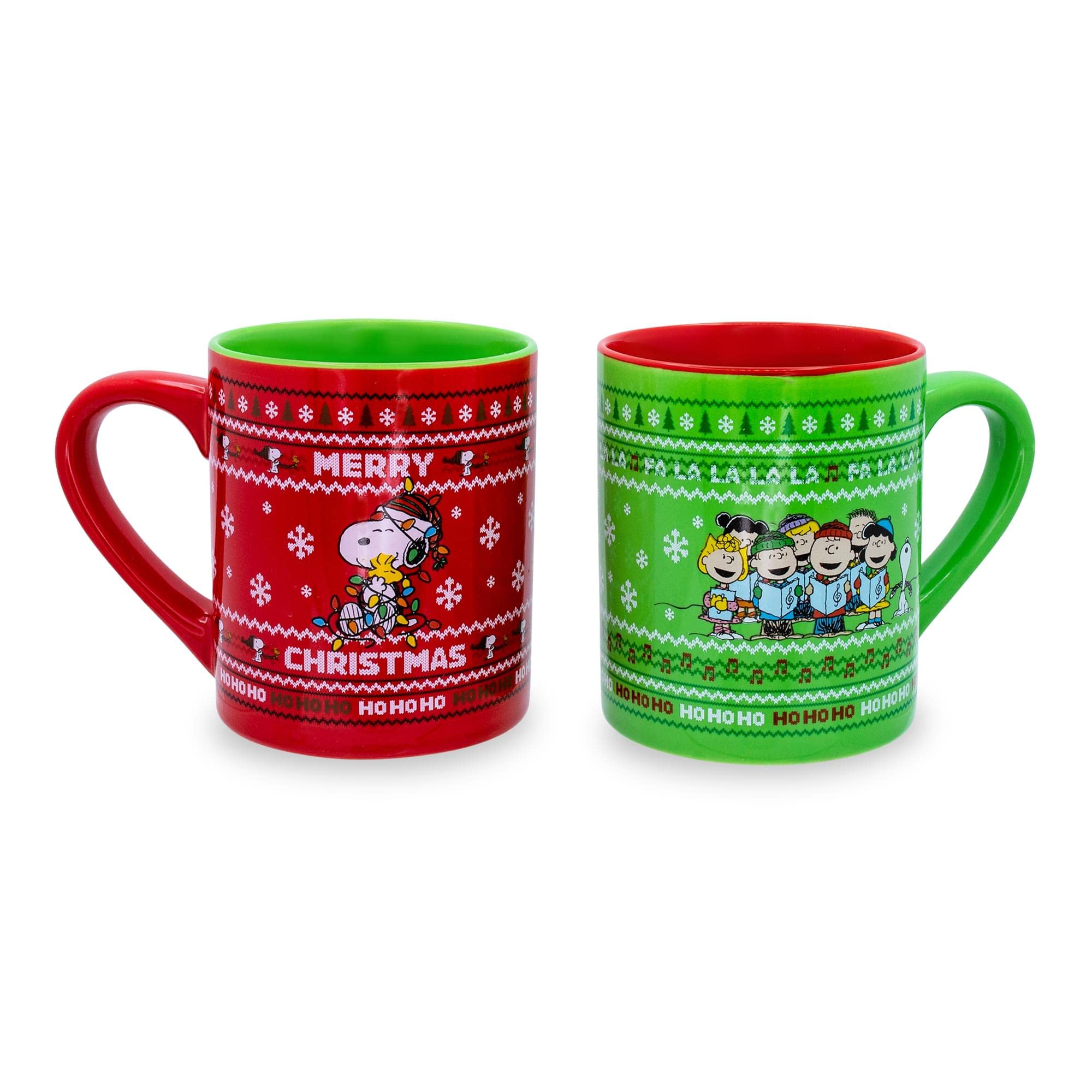Taza Peanuts con Charlie Brown y Lucy en verde, ideal para café matutino